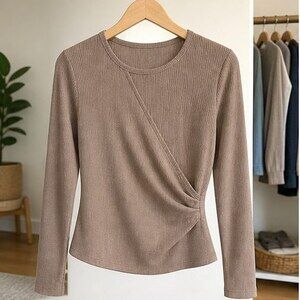 Taupe Pleated Blouse
